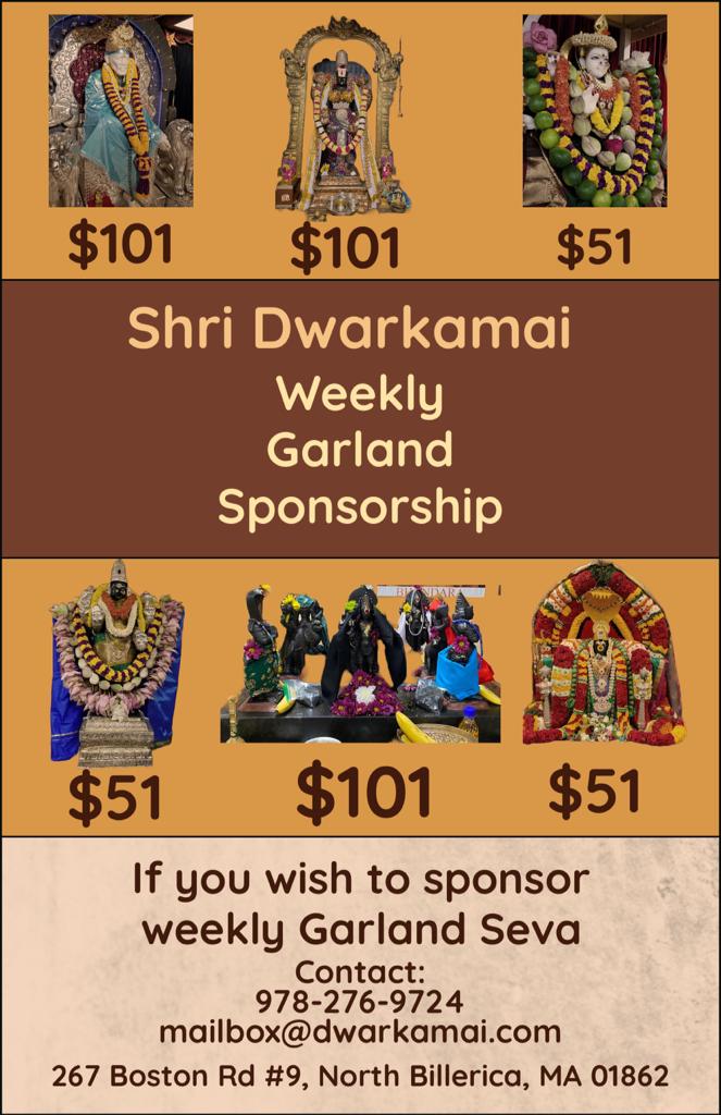 Dwarkamai Weekly Sponsorships